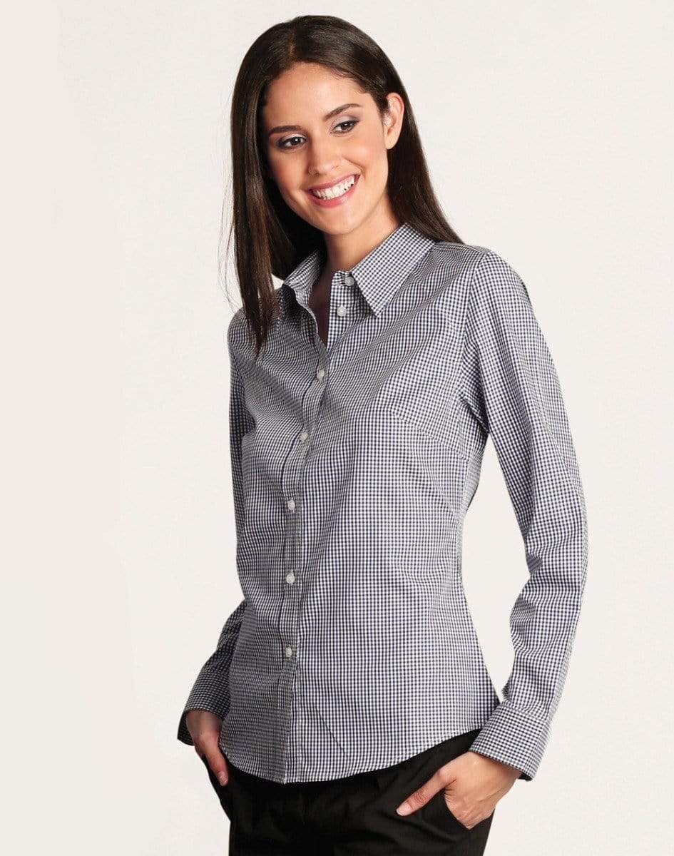 BENCHMARK Ladies’ Two Tone Gingham Long Sleeve Shirt M8320L Corporate Wear Benchmark
